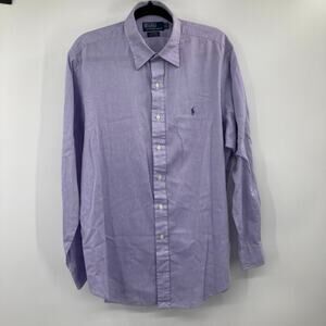 Polo Ralph Lauren Shirt Mens 16.5 34/35 Andrew Button Lavender Solid Long Sleeve